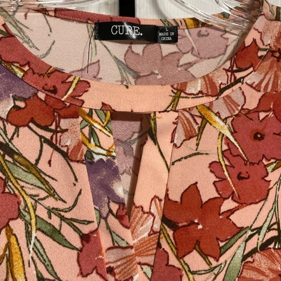 Cure floral blouse top shirt size LARGE - Picture 6 of 15
